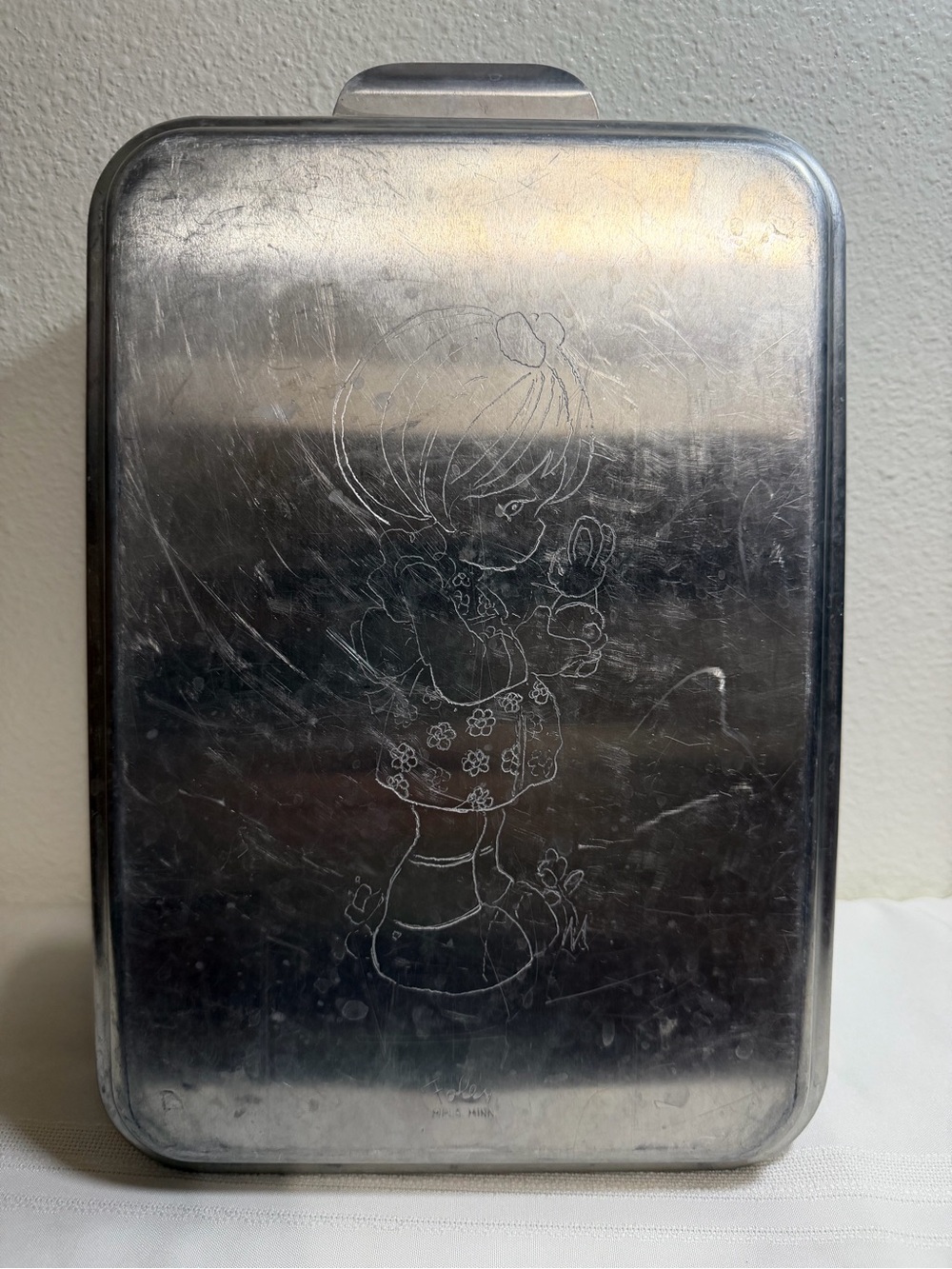 Vintage Foley Bake Cake Brownie Pan W/ Snap On Lid Aluminum Etched 13 X 9 X 2.25